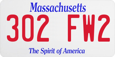 MA license plate 302FW2