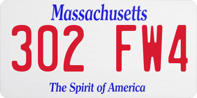 MA license plate 302FW4