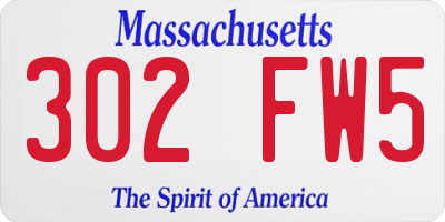 MA license plate 302FW5