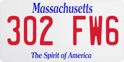 MA license plate 302FW6