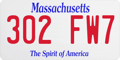 MA license plate 302FW7