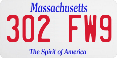 MA license plate 302FW9