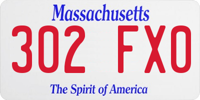 MA license plate 302FX0