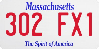 MA license plate 302FX1