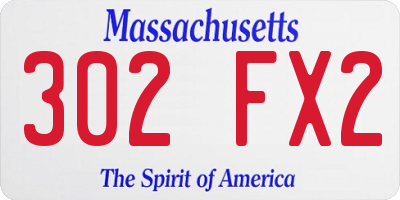 MA license plate 302FX2