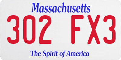 MA license plate 302FX3