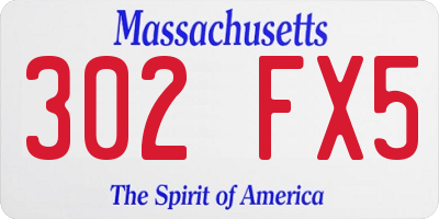 MA license plate 302FX5