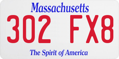 MA license plate 302FX8
