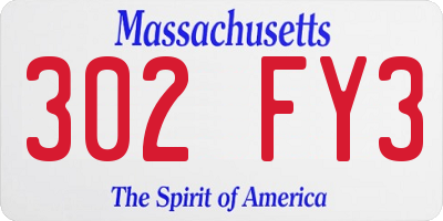 MA license plate 302FY3