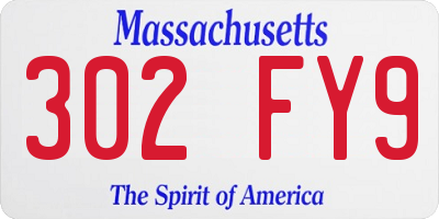 MA license plate 302FY9