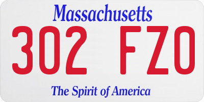 MA license plate 302FZ0