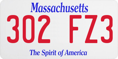 MA license plate 302FZ3