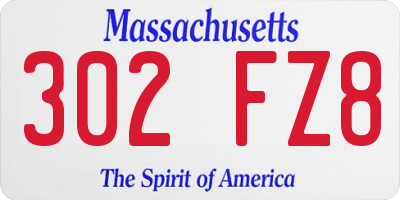MA license plate 302FZ8