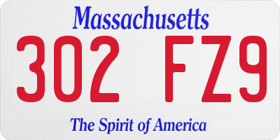 MA license plate 302FZ9