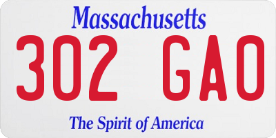 MA license plate 302GA0