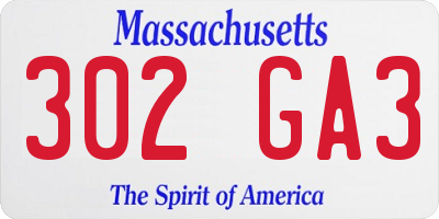 MA license plate 302GA3