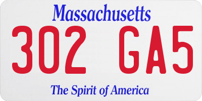 MA license plate 302GA5
