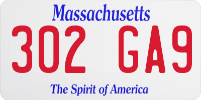 MA license plate 302GA9
