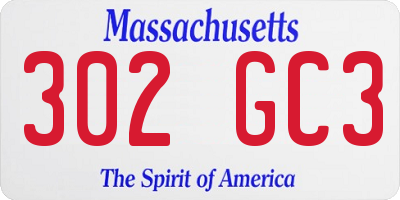 MA license plate 302GC3