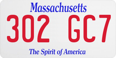 MA license plate 302GC7