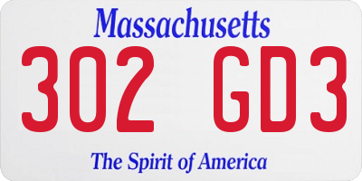 MA license plate 302GD3