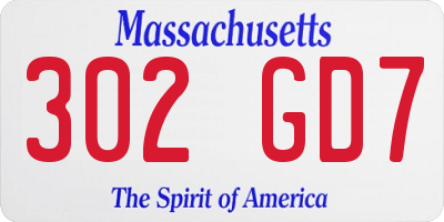 MA license plate 302GD7