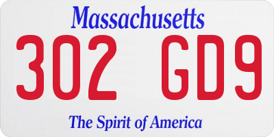MA license plate 302GD9