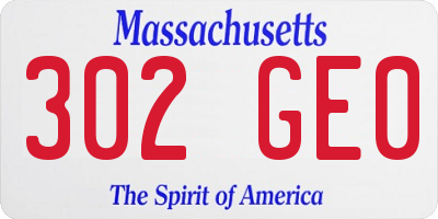 MA license plate 302GE0