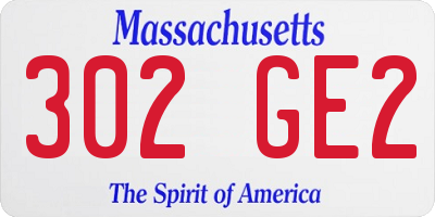 MA license plate 302GE2