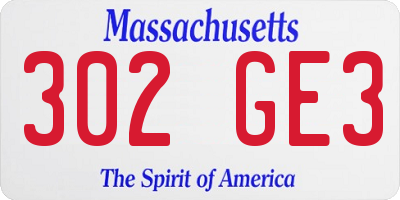 MA license plate 302GE3