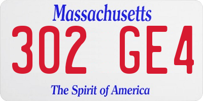 MA license plate 302GE4