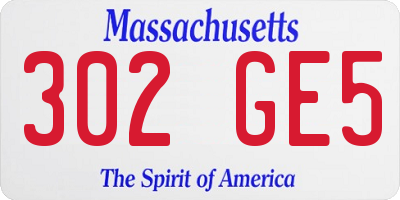 MA license plate 302GE5