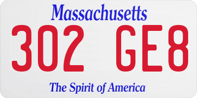 MA license plate 302GE8