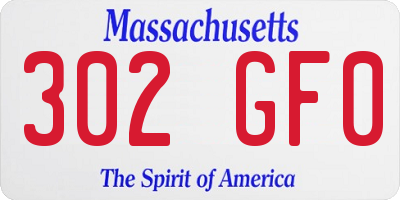 MA license plate 302GF0