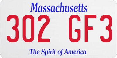 MA license plate 302GF3
