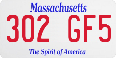 MA license plate 302GF5
