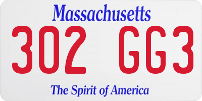 MA license plate 302GG3