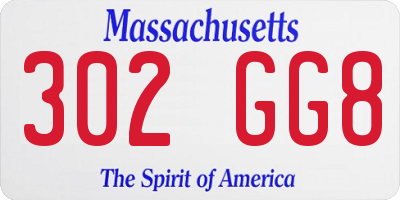 MA license plate 302GG8