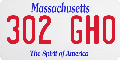 MA license plate 302GH0