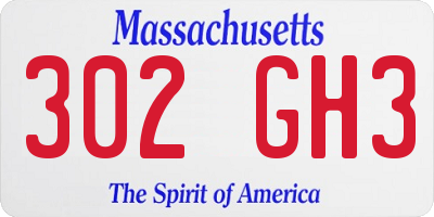 MA license plate 302GH3