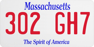 MA license plate 302GH7