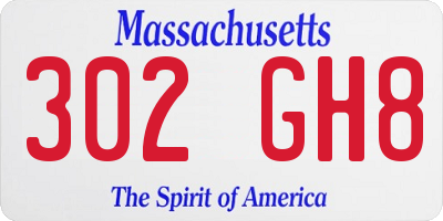 MA license plate 302GH8