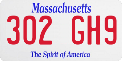 MA license plate 302GH9