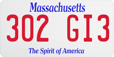 MA license plate 302GI3