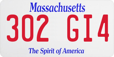 MA license plate 302GI4