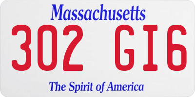 MA license plate 302GI6