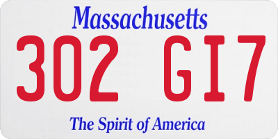 MA license plate 302GI7