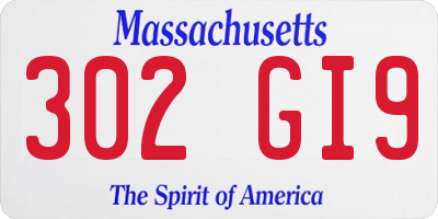 MA license plate 302GI9