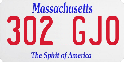 MA license plate 302GJ0