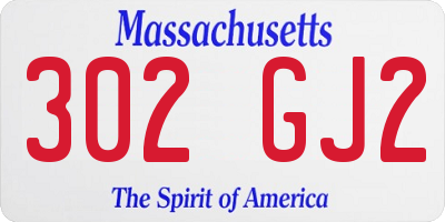 MA license plate 302GJ2